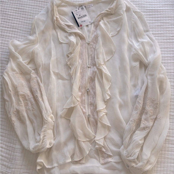 Cream Ruffled Blouse - Picture 1 of 6